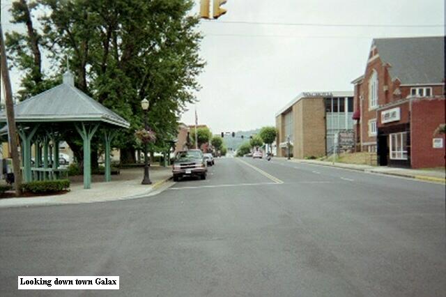 An evening view of quiet downtown Galax