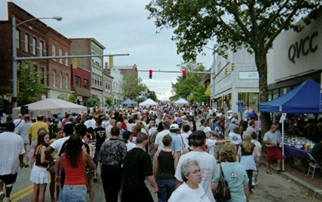 A view of festival goers on Main St, downtown